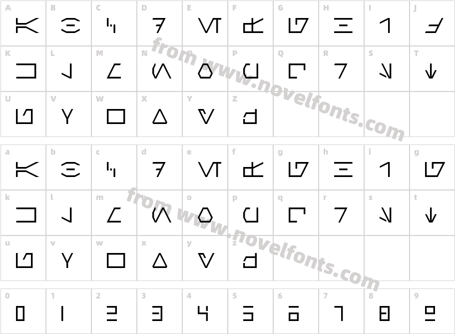 AurebeshX RegularCharacter Map