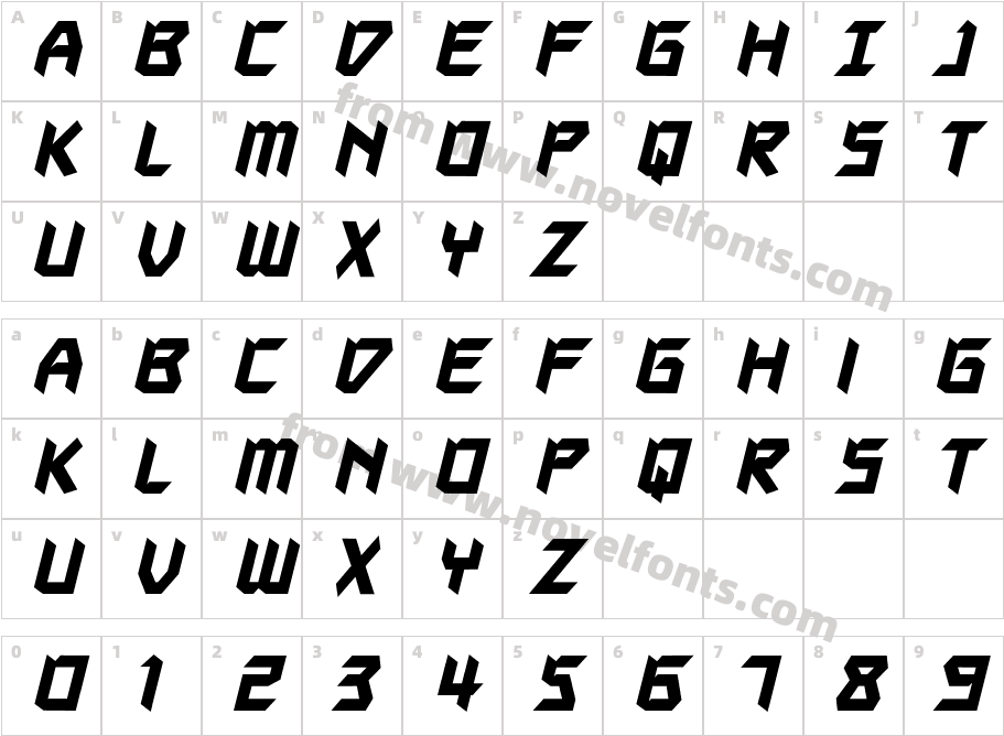 AutodestructBB BoldCharacter Map