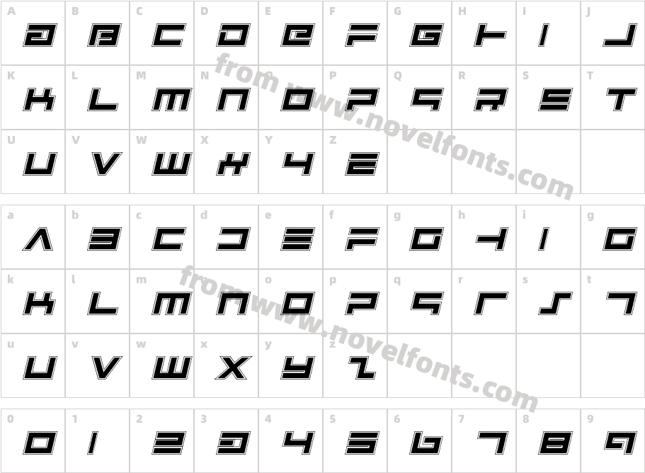 Avenger College ItalicCharacter Map