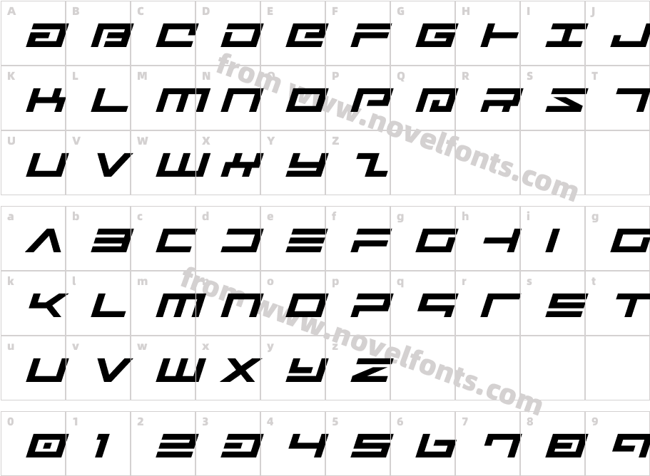 Avenger Expanded ItalicCharacter Map