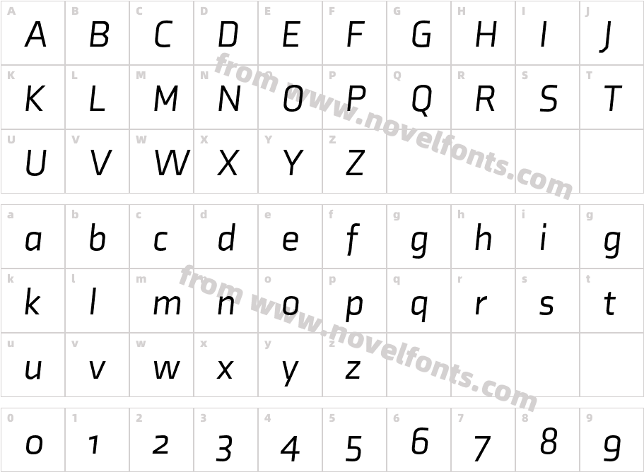 Axia ItalicCharacter Map