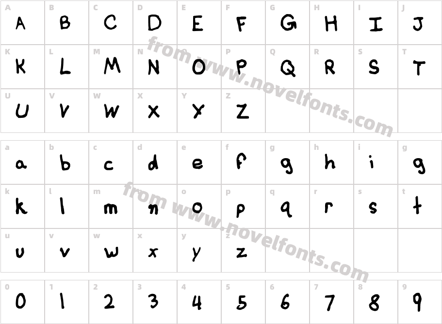 BasicHandwritingDefaultCharacter Map