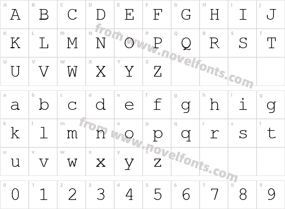 BPG Courier New UCharacter Map