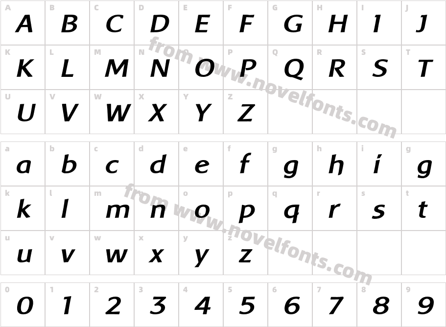 Baar Metanoia BoldItalicCharacter Map