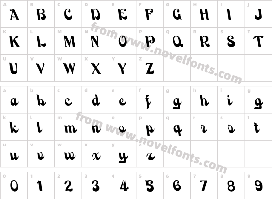 Backhand Script RegularCharacter Map