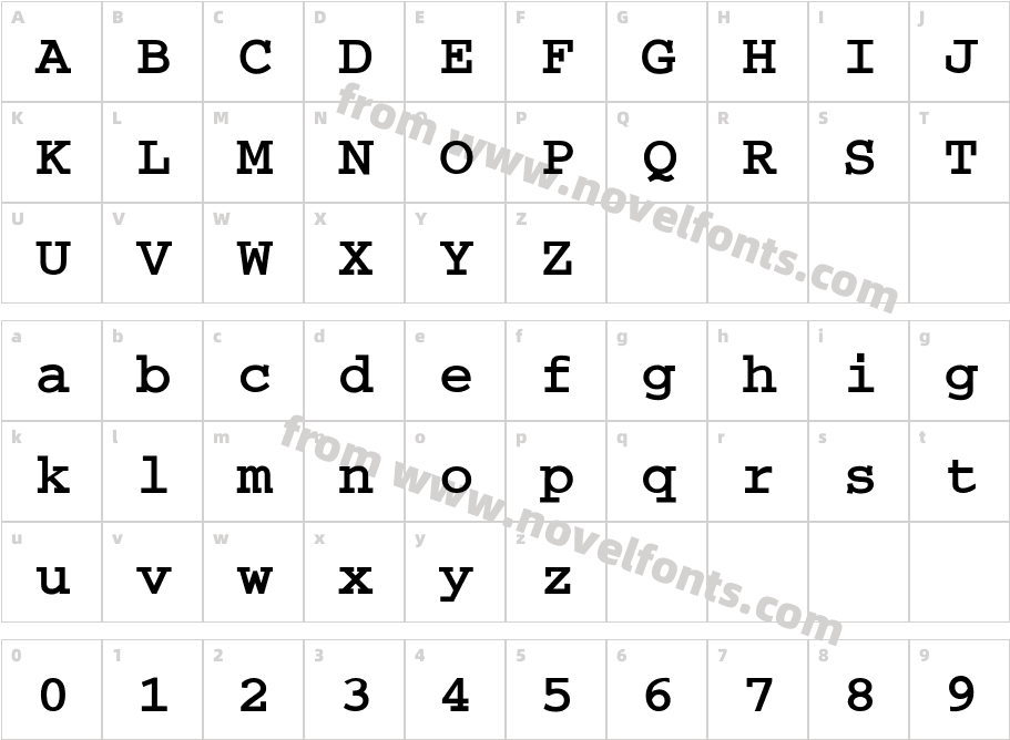 Bain BoldCharacter Map