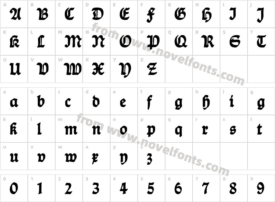 Ballade UNZ1 BoldCharacter Map