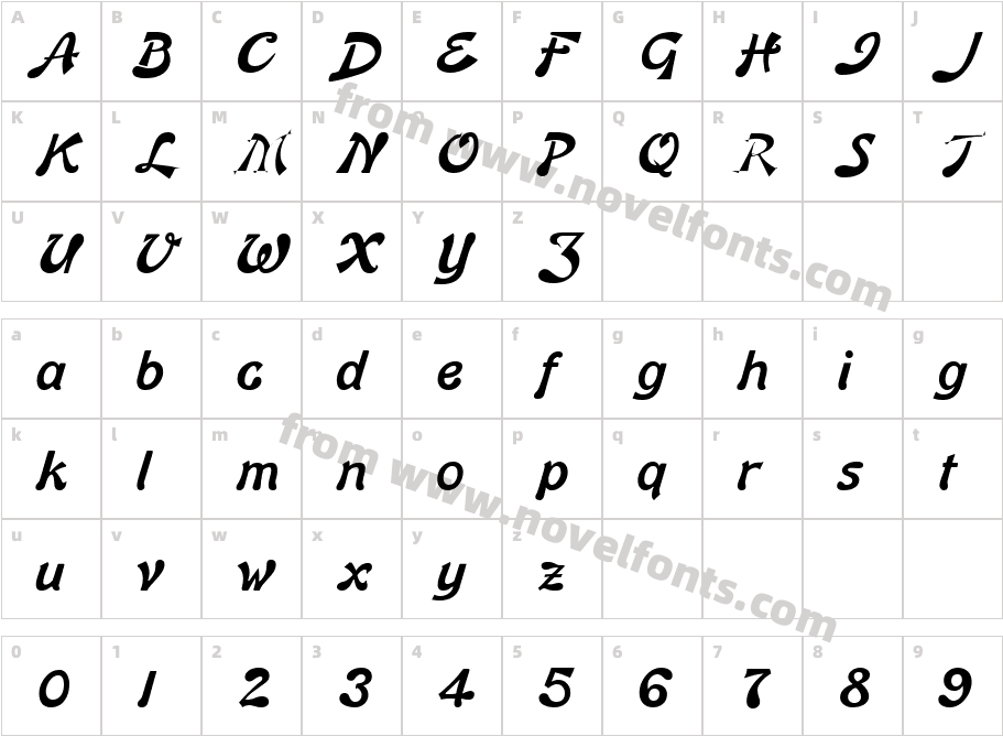 Banner Lite BoldCharacter Map