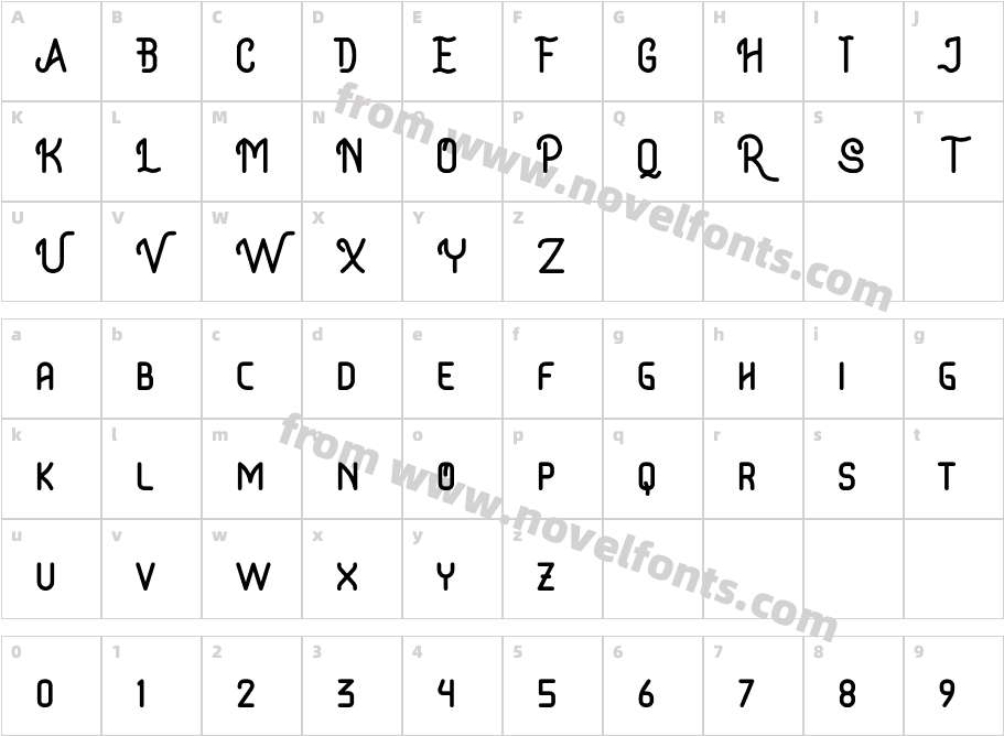 Bantico Monoline RegularCharacter Map