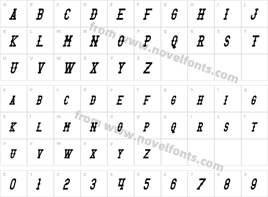 Bantorain Bold ItalicCharacter Map