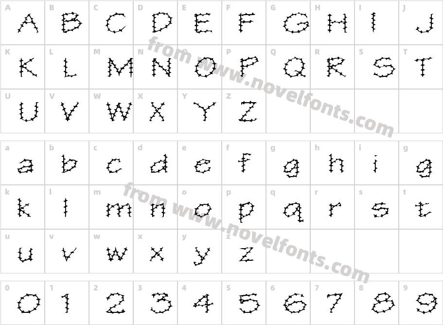 Barbed Wire Extended RegularSWFTECharacter Map