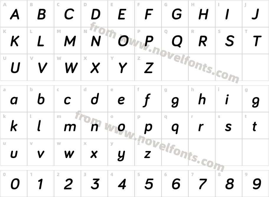 Bariol Bold ItalicCharacter Map