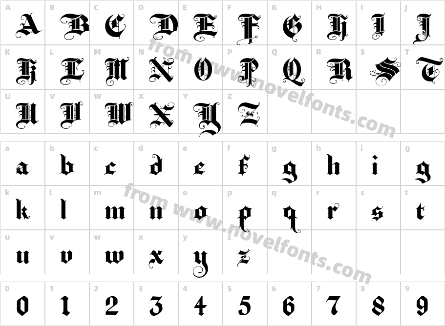 Baroque TextJFCharacter Map