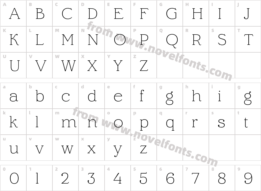 Barteldes Small ExtralightCharacter Map