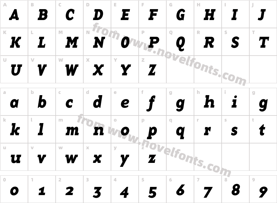 Base12 SerifOT Bold ItalicCharacter Map