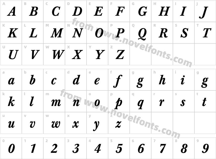 BaskervilleBQ-MediumItalicCharacter Map