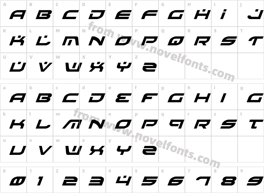 Battlefield ItalicCharacter Map