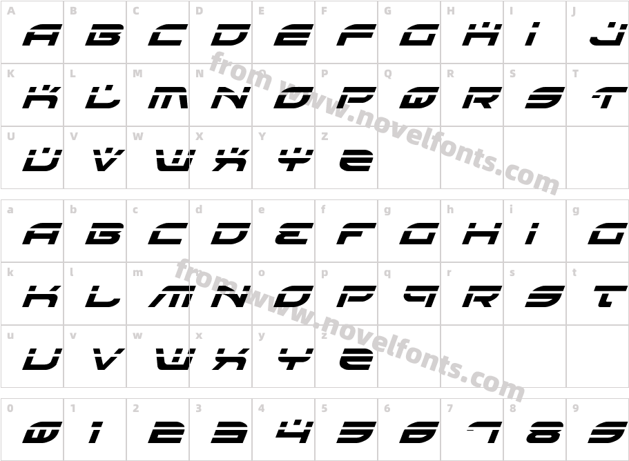 Battlefield Laser ItalicCharacter Map