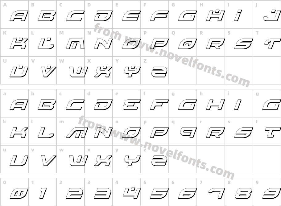 Battlefield Shadow ItalicCharacter Map