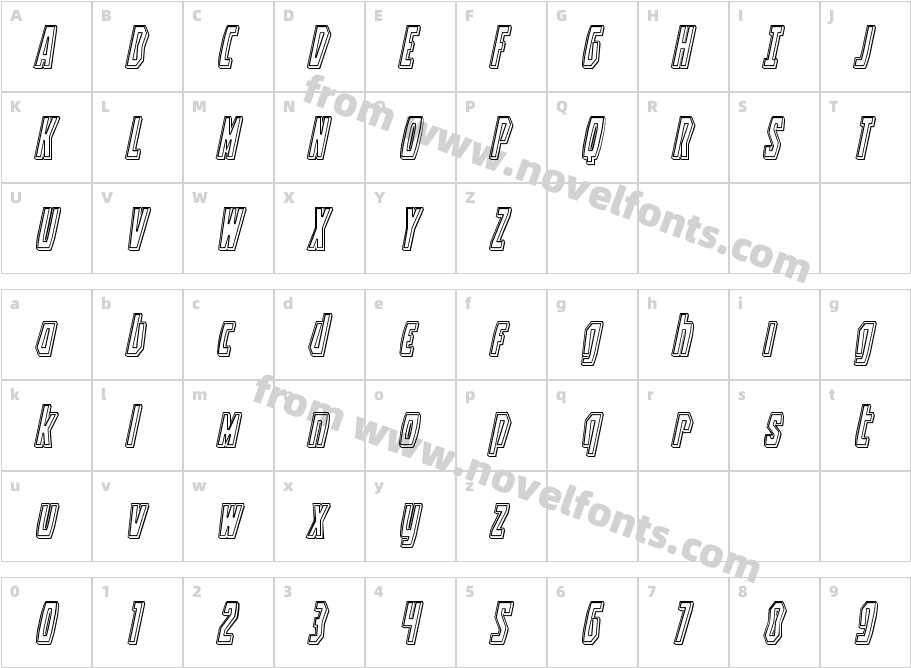 Battleworld Engraved ItalicCharacter Map