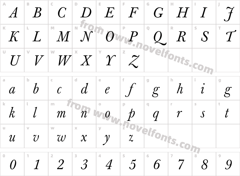 BaskervilleBook-ItalicCharacter Map