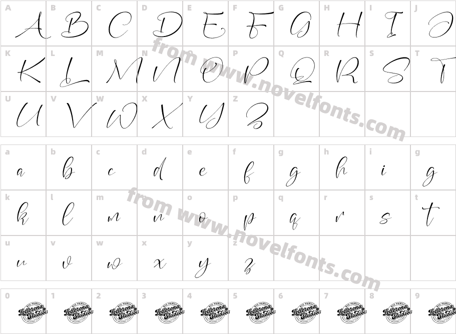 Beauty Sungold Italic DEMO VERSCharacter Map