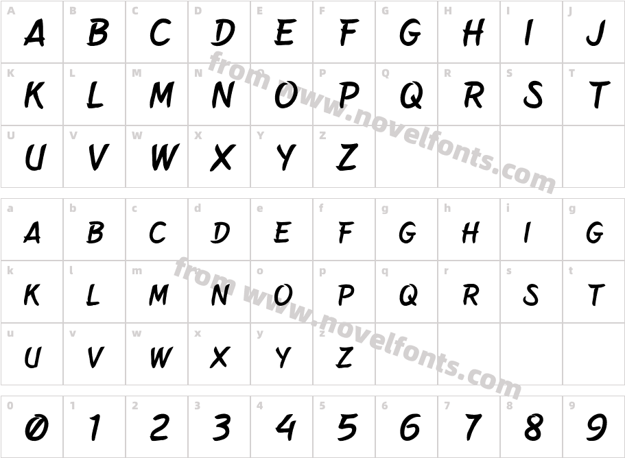 Belepotan ItalicCharacter Map