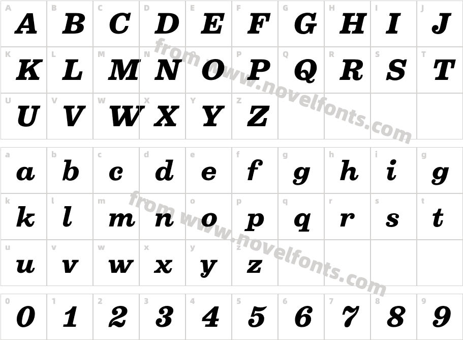 Belizio FB Bold ItalicCharacter Map