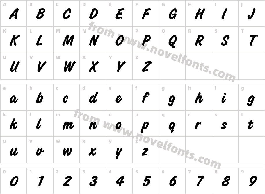 Bellamy BoldCharacter Map