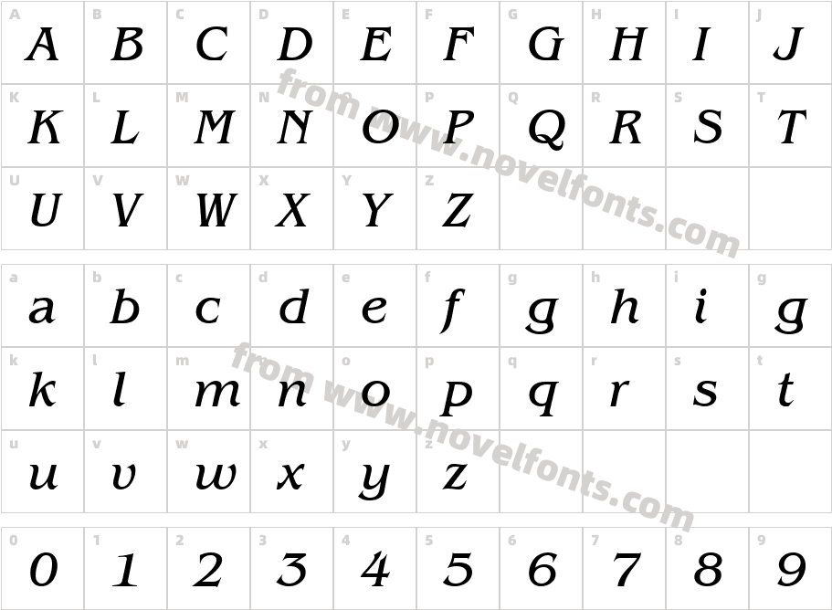 BenguiatIT CbyBT Book ItalicCharacter Map