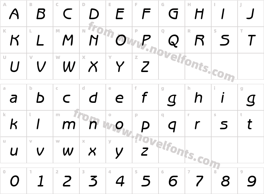 Benjamin Sans Medium Regular ItalicCharacter Map