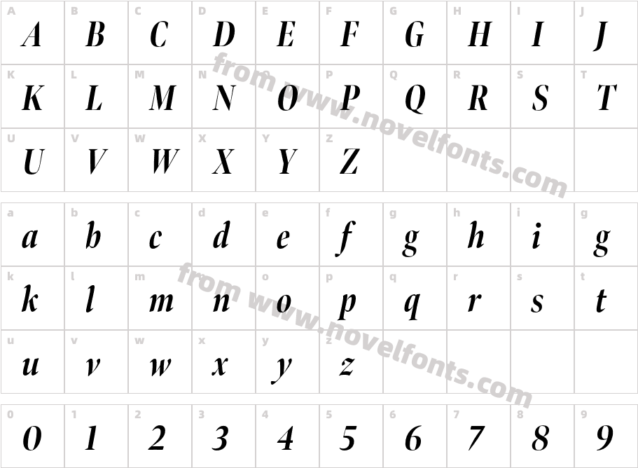 Bennet Banner Extra Condensed Bold ItalicCharacter Map