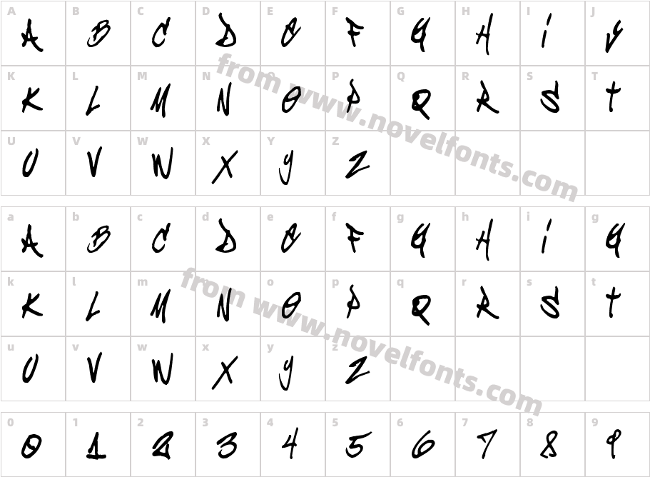 Beraka FontCharacter Map