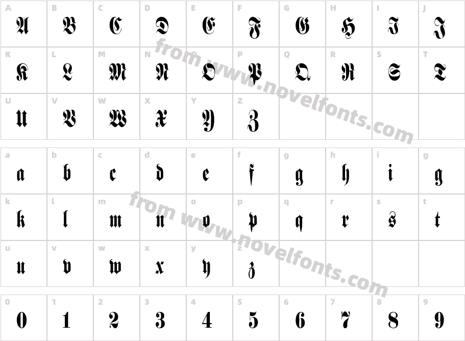 Berliner Condensed SwfteCharacter Map