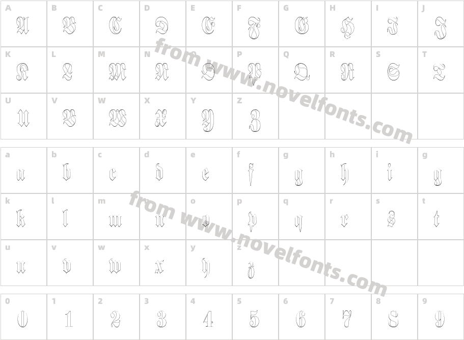 Berliner Outline Condensed RegularSWFTECharacter Map