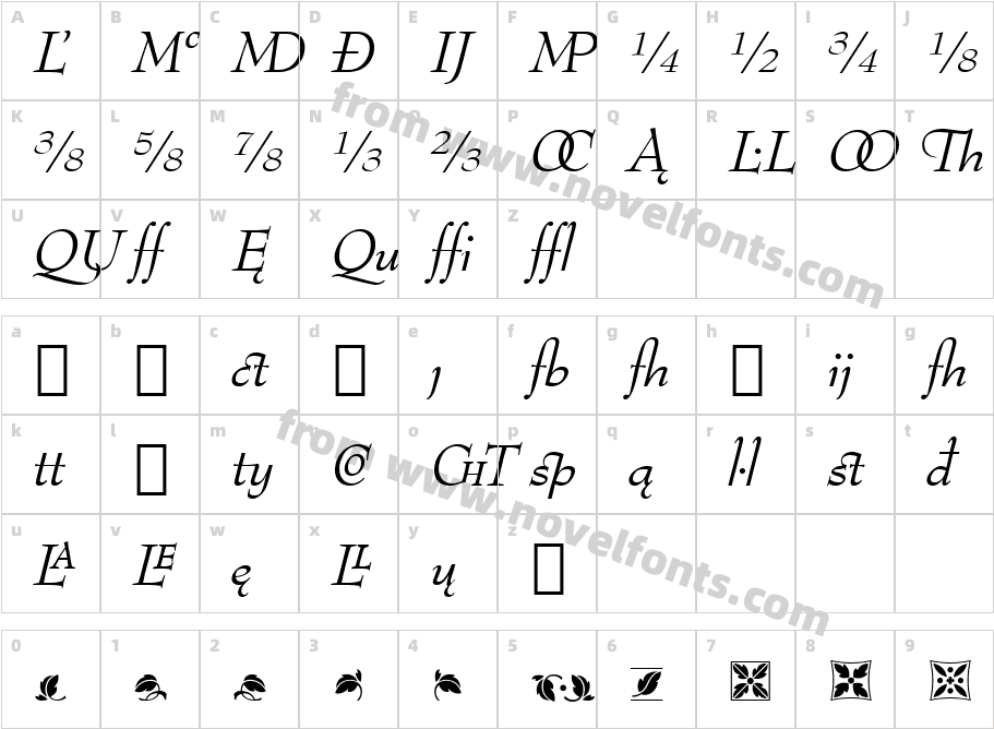 Bernhard Mod Ext BT Italic ExtensionCharacter Map