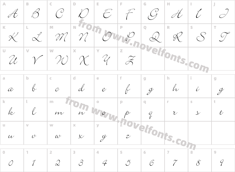 Bickley ScriptCharacter Map