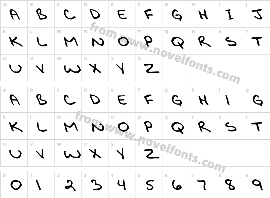 Bikly Bold Extreme Lefty FontCharacter Map