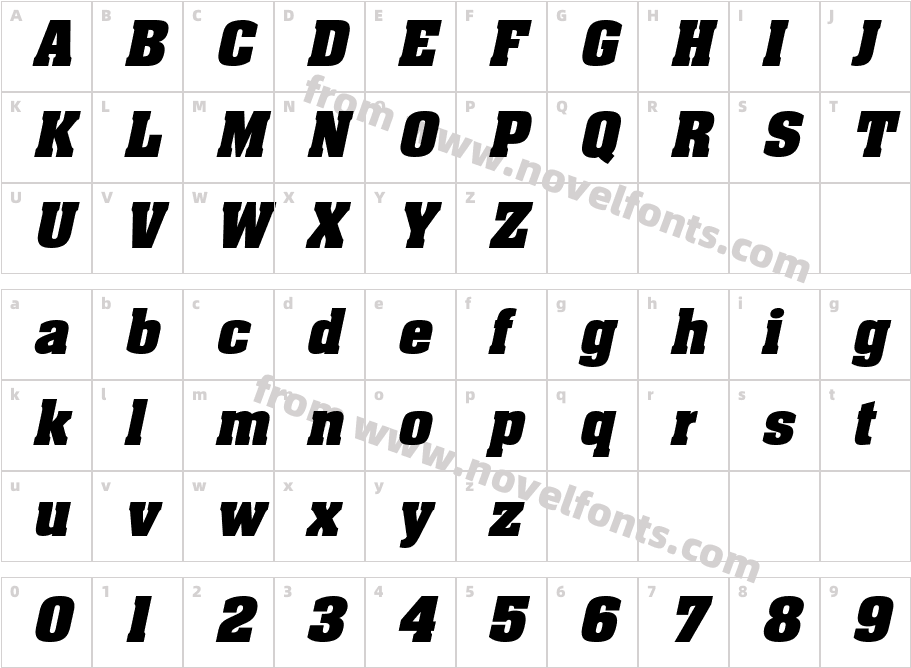 Billboard ItalicSWFTECharacter Map