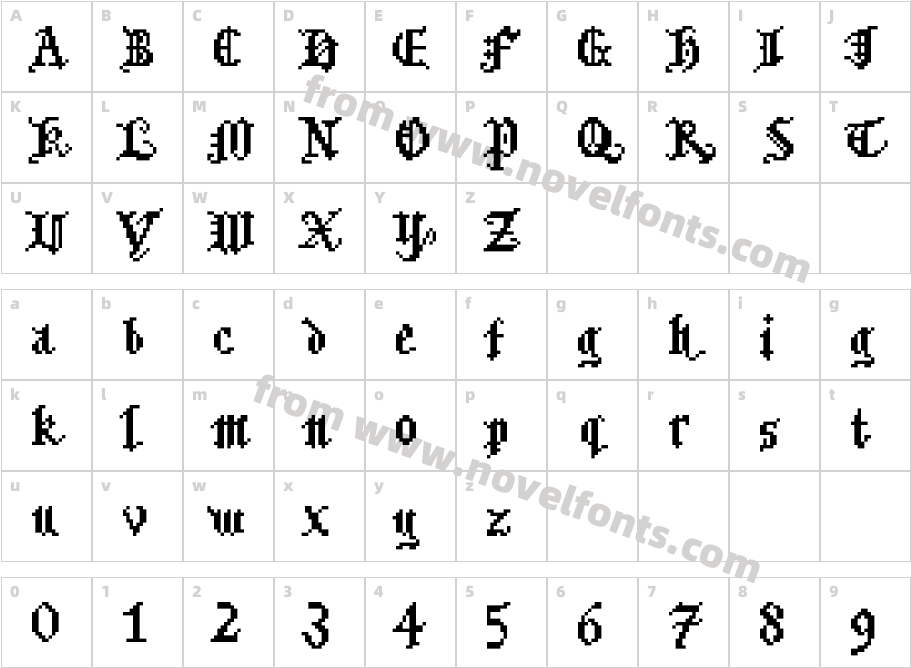 BitmgothicCharacter Map