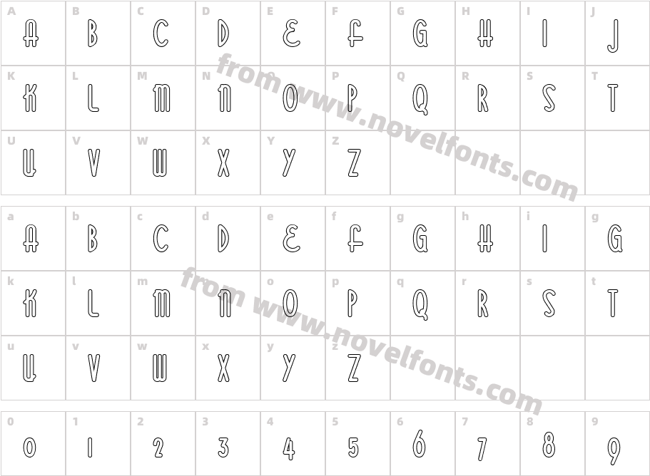 Bittersweet Capital OutlineCharacter Map