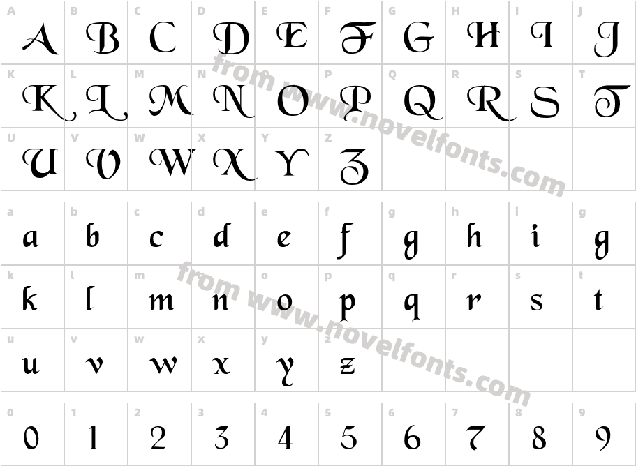 Black ChanceryCharacter Map