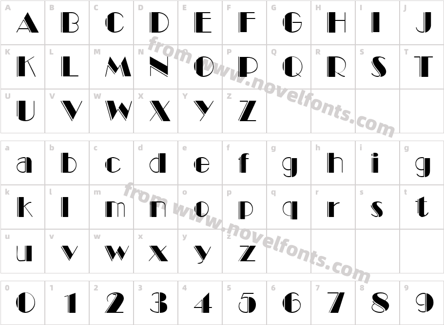 Black Tie Engraved DisplayS SiCharacter Map