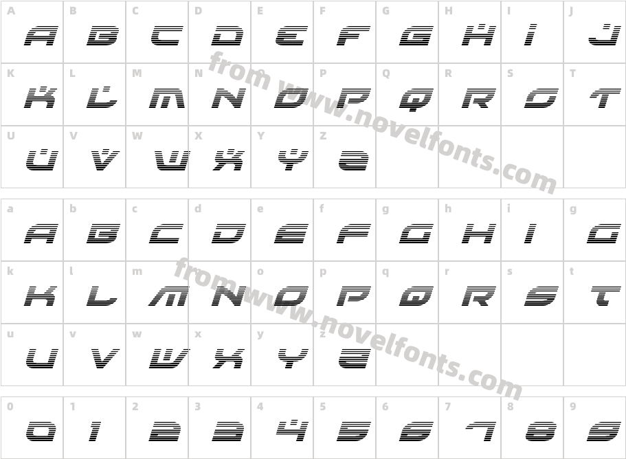 Battlefield Gradient ItalicCharacter Map