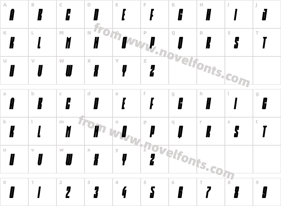 Bochum Italic Personal UseCharacter Map