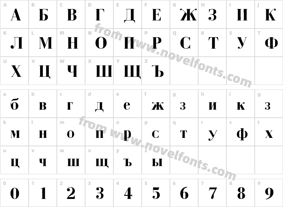 Bodoni Cyrillic BoldCharacter Map