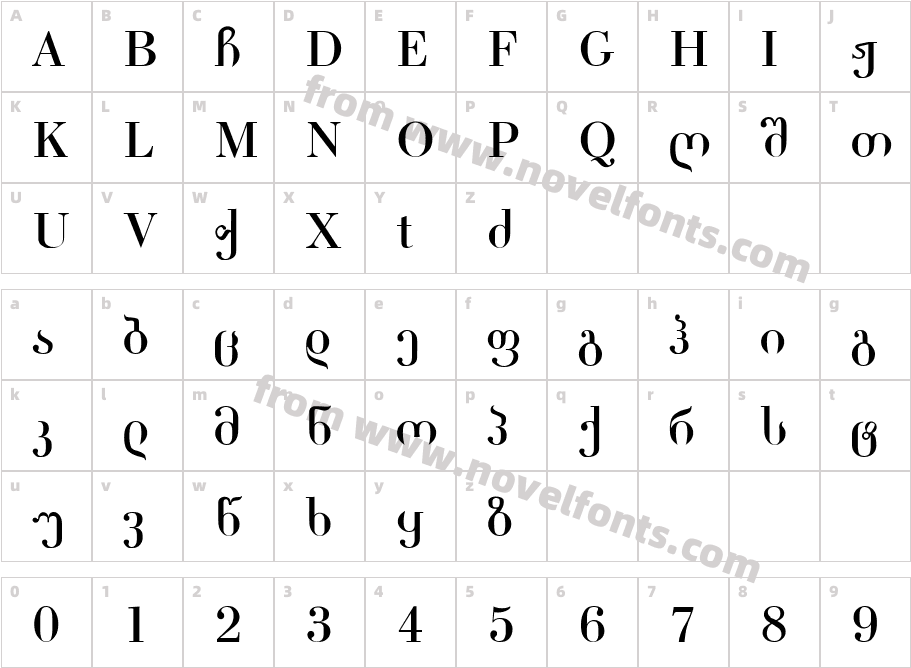 Bodoni GeorgianCharacter Map