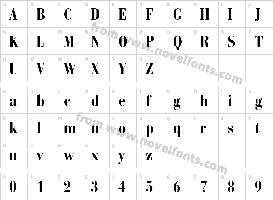 Bodoni Recut Cond Medium RegularCharacter Map