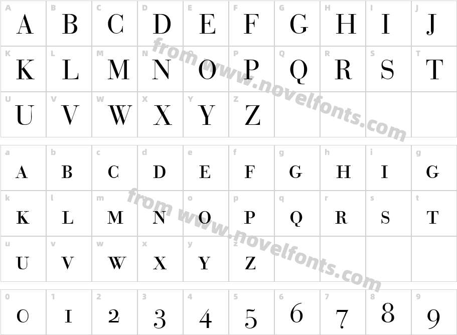 Bodoni RecutOSS CapsS SiCharacter Map