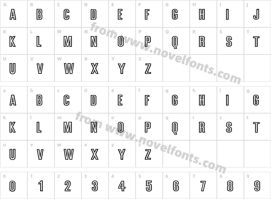 Bold Sans Outline RegularCharacter Map